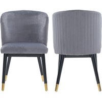 Life Interiors Set of 2 Sofina Modern Velvet Dining Chairs, Tufted Back, Wooden Frame in Grey