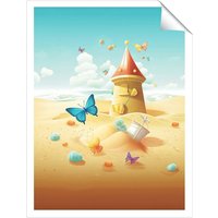 Warren Reed - Designer Butterflies On A Beach Holiday Unframed Art Print | Size: W16" x H24"