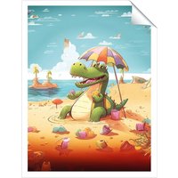 Warren Reed - Designer A Crocodile On A Beach Holiday Unframed Art Print | Size: W16" x H24"
