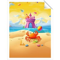 Warren Reed - Designer Orange Crab On A Beach Holiday Unframed Art Print | Size: W16" x H24"