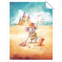 Warren Reed - Designer Mouse On A Beach Holiday Unframed Art Print | Size: W20" x H30"