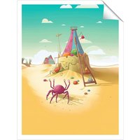 Warren Reed - Designer Crab On A Beach Holiday Unframed Art Print | Size: W24" x H36"
