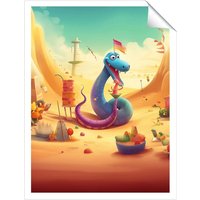 Warren Reed - Designer Snake On A Beach Holiday Unframed Art Print | Size: W20" x H30"