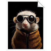Warren Reed - Designer Realistic Doormouse with Glasses Unframed Art Print | Size: W12" x H16"