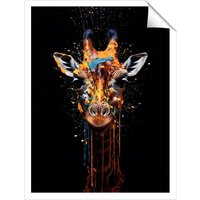 Warren Reed - Designer Giraffe Face Splashart Unframed Art Print | Size: W16" x H24"