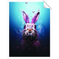 Warren Reed - Designer Rabbit Face Splashart Unframed Art Print | Size: W16" x H24"