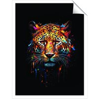 Warren Reed - Designer Splashart Leopard Face Unframed Art Print | Size: W24" x H36"