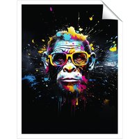 Warren Reed - Designer Coloured Splashart Monkey Face with Glasses Unframed Art Print | Size: W24" x H36"