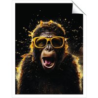 Warren Reed - Designer Splashart Monkey Face With Yellow Glasses Unframed Art Print | Size: W24" x H36"