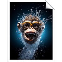 Warren Reed - Designer Splashart Cheeky Chimp Face With Glasses Unframed Art Print | Size: W24" x H36"