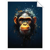Warren Reed - Designer Splashart Realistic Monkey Face Unframed Art Print | Size: W16" x H24"