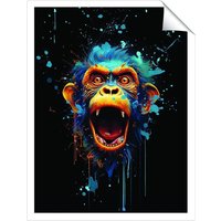 Warren Reed - Designer Crazy Monkey face Splashart Unframed Art Print | Size: W12" x H16"