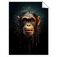 Warren Reed - Designer Splashart Monkey Face Unframed Art Print | Size: W20" x H30"