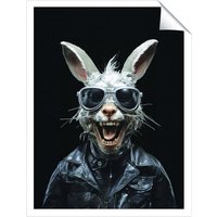 Warren Reed - Designer Funky Rabbit Face With Glasses Unframed Art Print | Size: W8" x H10"