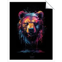 Warren Reed - Designer Splashart Bear Face Unframed Art Print | Size: W16" x H24"