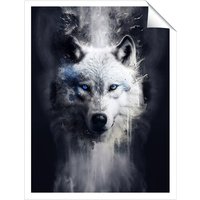 Warren Reed - Designer White Wolf Face Splashart Dark Backgrouns Unframed Art Print | Size: W20" x H30"