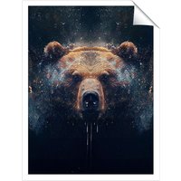 Warren Reed - Designer Brown Bear Face Splashart Unframed Art Print | Size: W20" x H30"