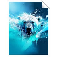 Warren Reed - Designer Polar Bear Face Splashart Unframed Art Print | Size: W16" x H24"