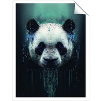 Warren Reed - Designer Panda Face Splashart Dark Background Unframed Art Print | Size: W16" x H24"