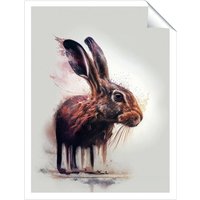 Warren Reed - Designer Hare Face Splashart Unframed Art Print | Size: W24" x H36"