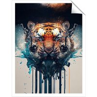 Warren Reed - Designer Tiger Face Splashart Unframed Art Print | Size: W20" x H30"
