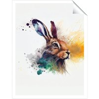 Warren Reed - Designer Hare Close Up Splashart Unframed Art Print | Size: W24" x H36"