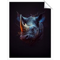 Warren Reed - Designer Rhino Face Splashart Unframed Art Print | Size: W20" x H30"