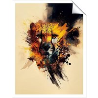Warren Reed - Designer Cheetah Face Splashart Unframed Art Print | Size: W20" x H30"