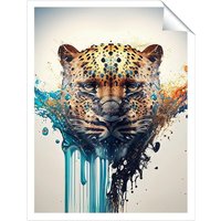 Warren Reed - Designer Leapoard Face Splashart On Light Background Unframed Art Print | Size: W24" x H36"