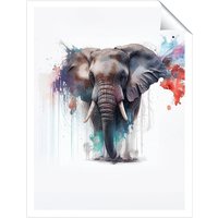 Warren Reed - Designer Elephant Splashart Unframed Art Print | Size: W8" x H10"
