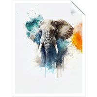 Warren Reed - Designer Majestic Elephant Splashart Unframed Art Print | Size: W20" x H30"