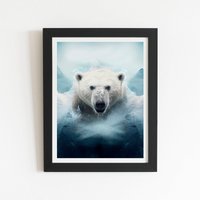 Warren Reed - Designer Polar Bear Splashart Framed Art Print in Black | Size: W16" x H24"