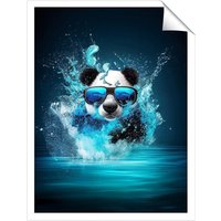 Warren Reed - Designer Panda With Glasses Splashart Water Unframed Art Print | Size: W8" x H10"