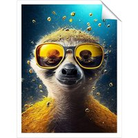 Warren Reed - Designer Meerkat With Golden Glasses Splashart Unframed Art Print | Size: W24" x H36"