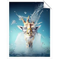 Warren Reed - Designer Giraffe With Glasses Splashart Unframed Art Print | Size: W20" x H30"
