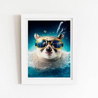 Warren Reed - Designer Dormouse With Glasses Splashart Framed Art Print in White | Size: W16" x H24"