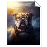 Warren Reed - Designer Bulldog With Glasses Splashart Golden Unframed Art Print | Size: W8" x H10"