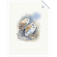 Warren Reed - Designer Barn Ano Owls Watercolour Unframed Art Print | Size: W24" x H36"