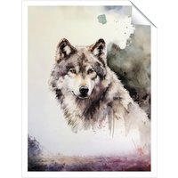 Warren Reed - Designer Loyal Wolf Watercolour Unframed Art Print | Size: W8" x H10"