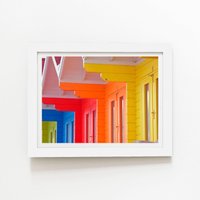 Warren Reed - Designer Beach Huts Framed Art Print in White | Size: W8" x H10"