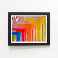 Warren Reed - Designer Beach Huts Framed Art Print in Black | Size: W16" x H24"
