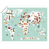 Warren Reed - Designer Cartoon Animal World Map Unframed Art Print | Size: W20" x H30"