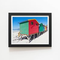 Warren Reed - Designer Beach Cabins Framed Art Print in Black | Size: W24" x H36"