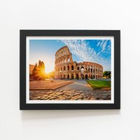 Warren Reed - Designer Colosseum In Rome At Sunrise Framed Art Print in Black | Size: W24" x H36"