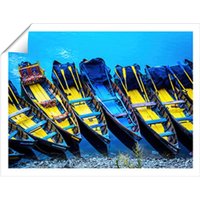 Warren Reed - Designer Colourful Tour Boats At The Lakeside Of The Nainital, India Unframed Art Print | Size: W12" x H16"