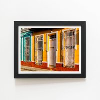 Warren Reed - Designer View Of Trinidad Street, Cuba Framed Art Print in Black | Size: W8" x H10"