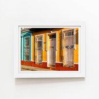 Warren Reed - Designer View Of Trinidad Street, Cuba Framed Art Print in White | Size: W12" x H16"