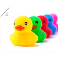 Warren Reed - Designer Colourful Ducks In A Row Unframed Art Print | Size: W24" x H36"
