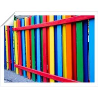 Warren Reed - Designer Colourful Fence Unframed Art Print | Size: W24" x H36"
