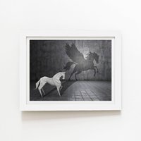 Warren Reed - Designer Hidden Potential - Pegasus Framed Art Print in White | Size: W20" x H30"